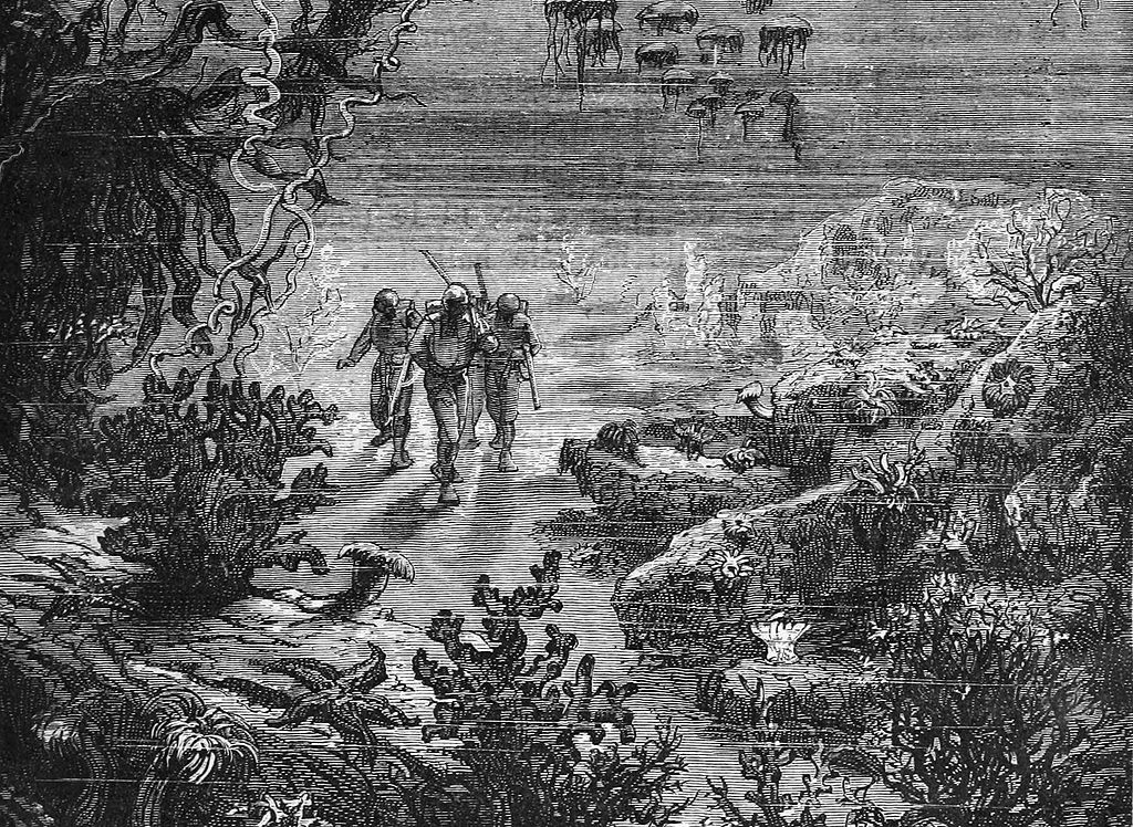 Gravure tirée du roman de Jules Verne Vingt Mille Lieues sous les mers