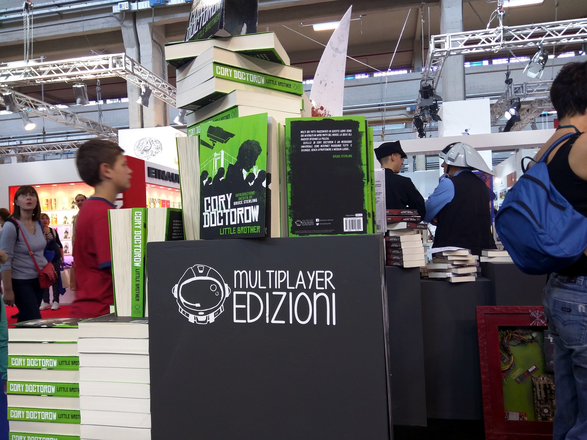 Stack of Little Brothers, Multiplayer Editions booth, Book Fair, Turin, Italy