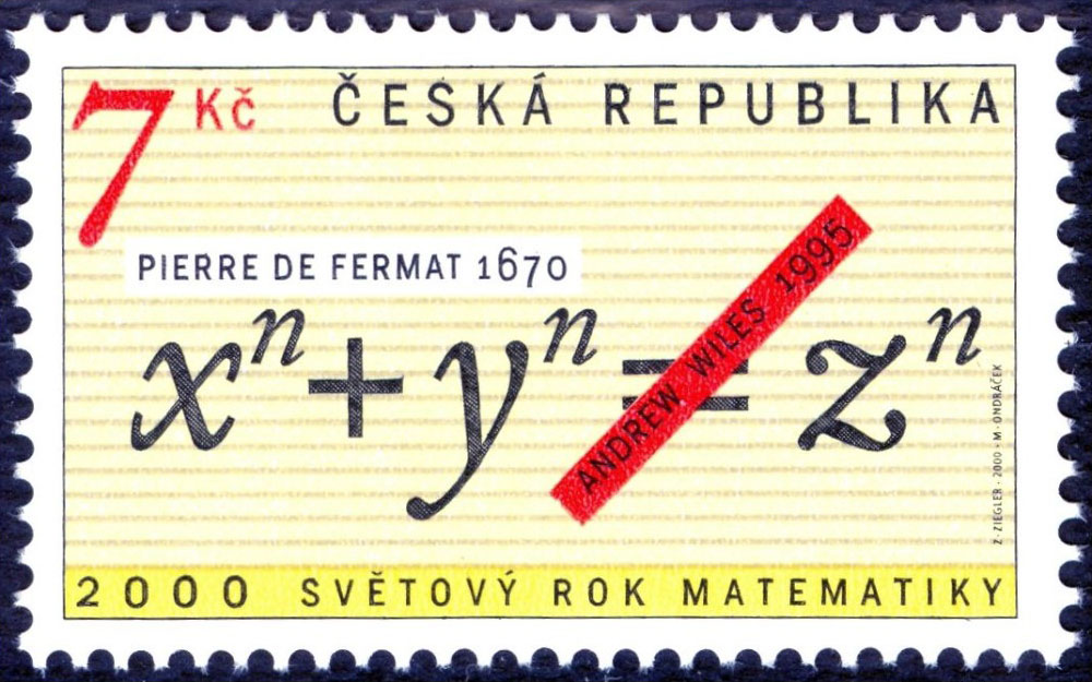 Czech stamp in 2000 about Fermat's last theorem
