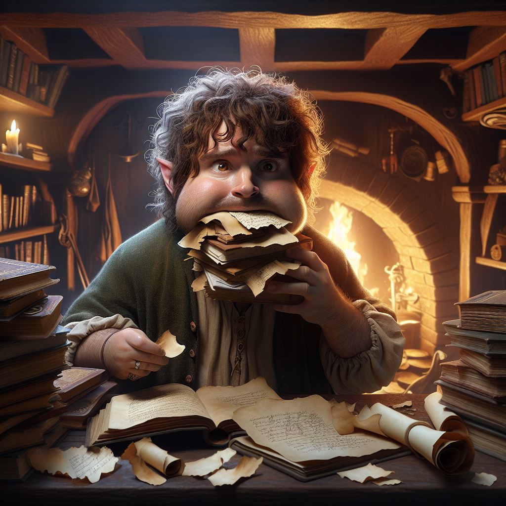 Hobbit devorando libros