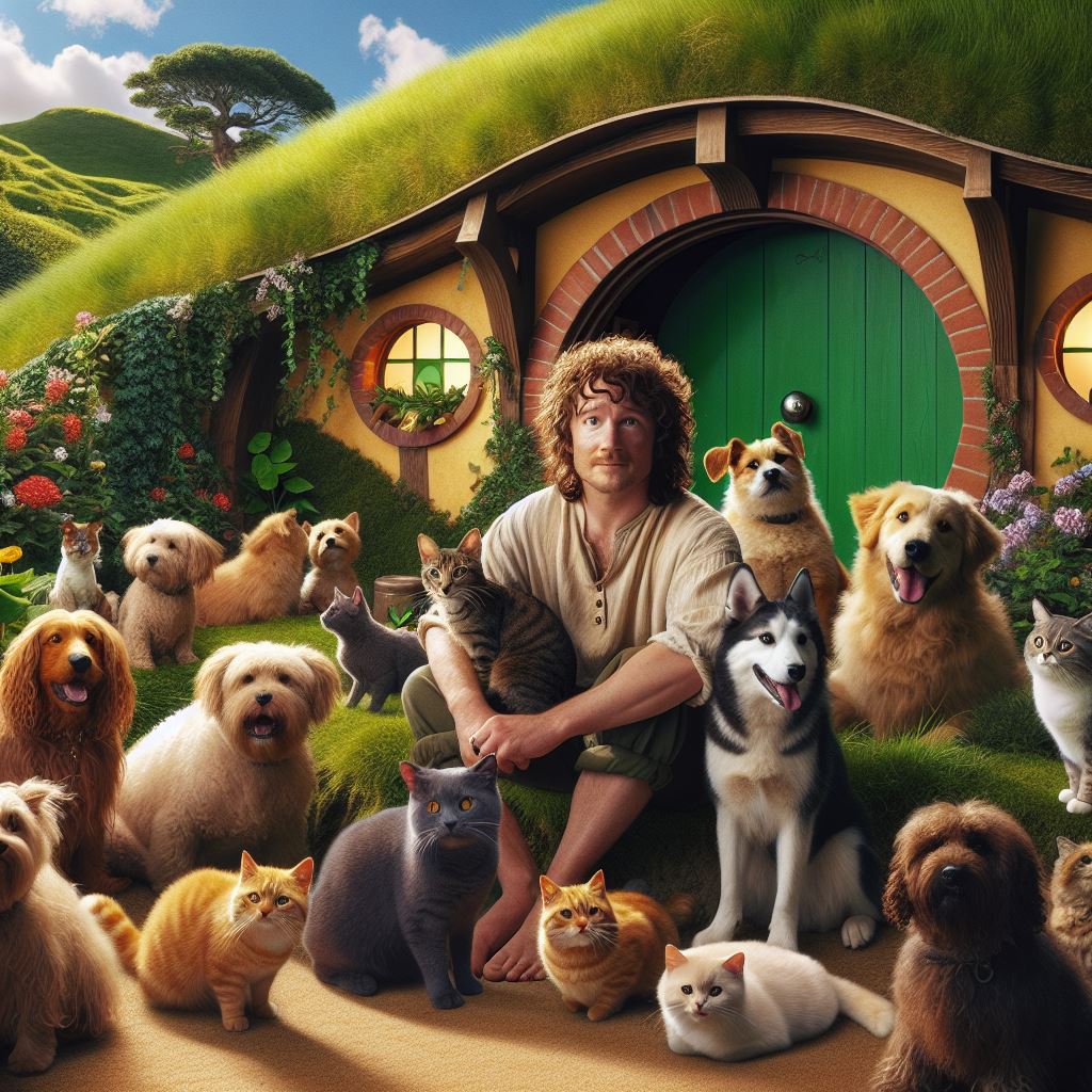 Hobbit con perros y gatos