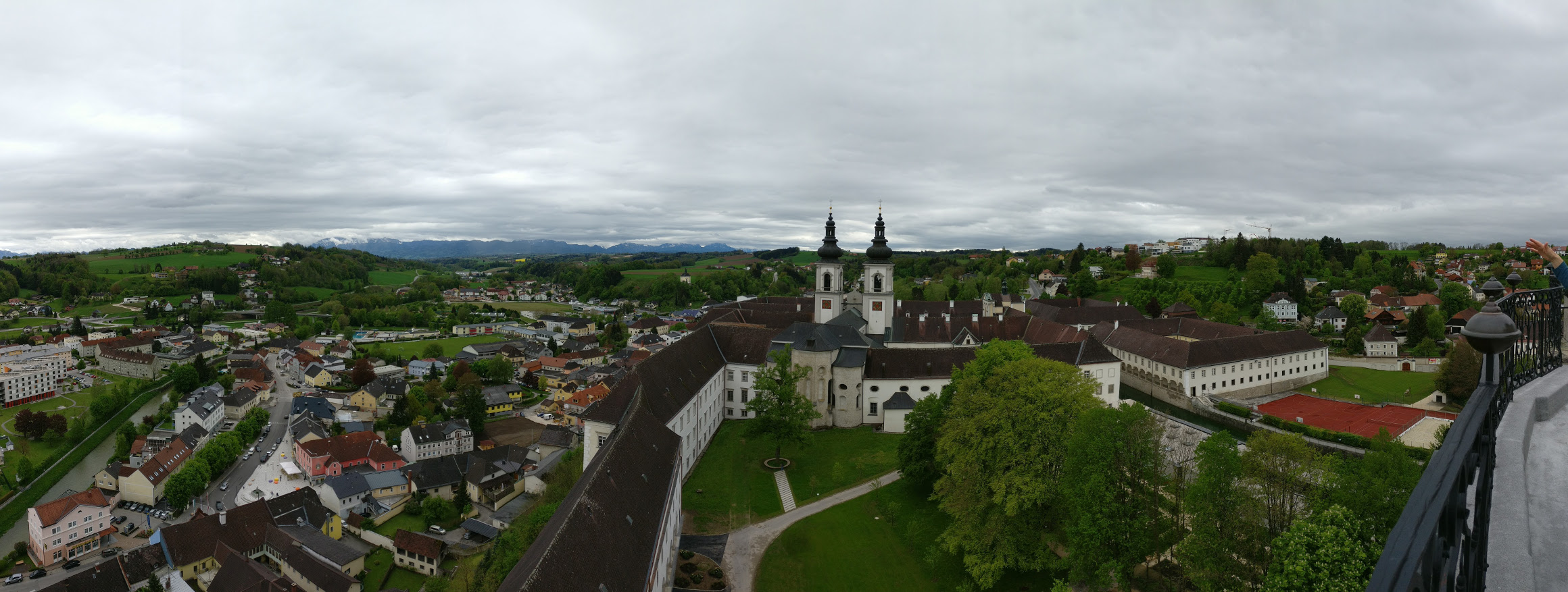 views from the Mathemical Tower terrace in Kremsmünster Abbey