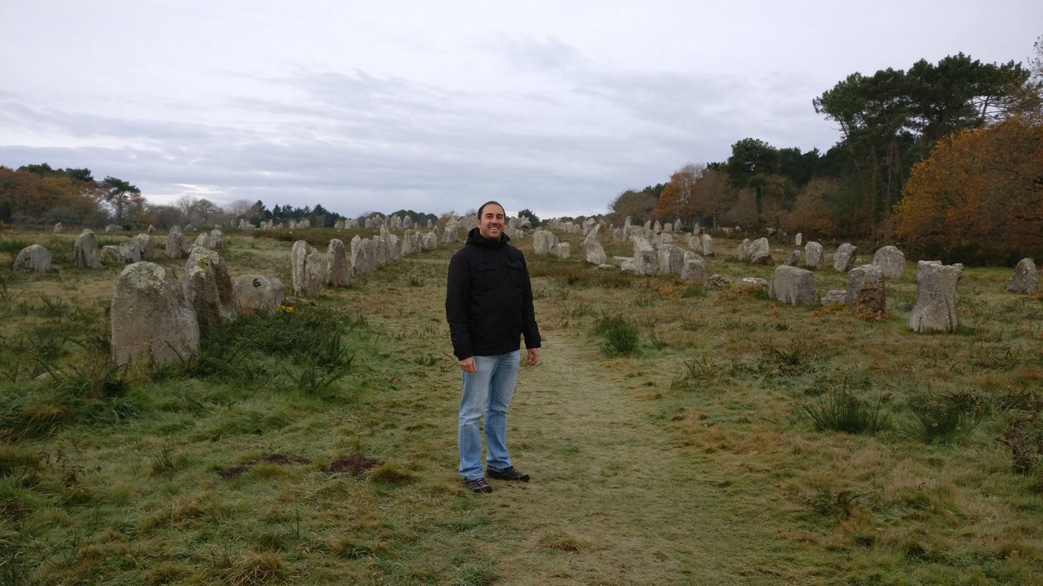 Inside one of the stone alignments in Carnac